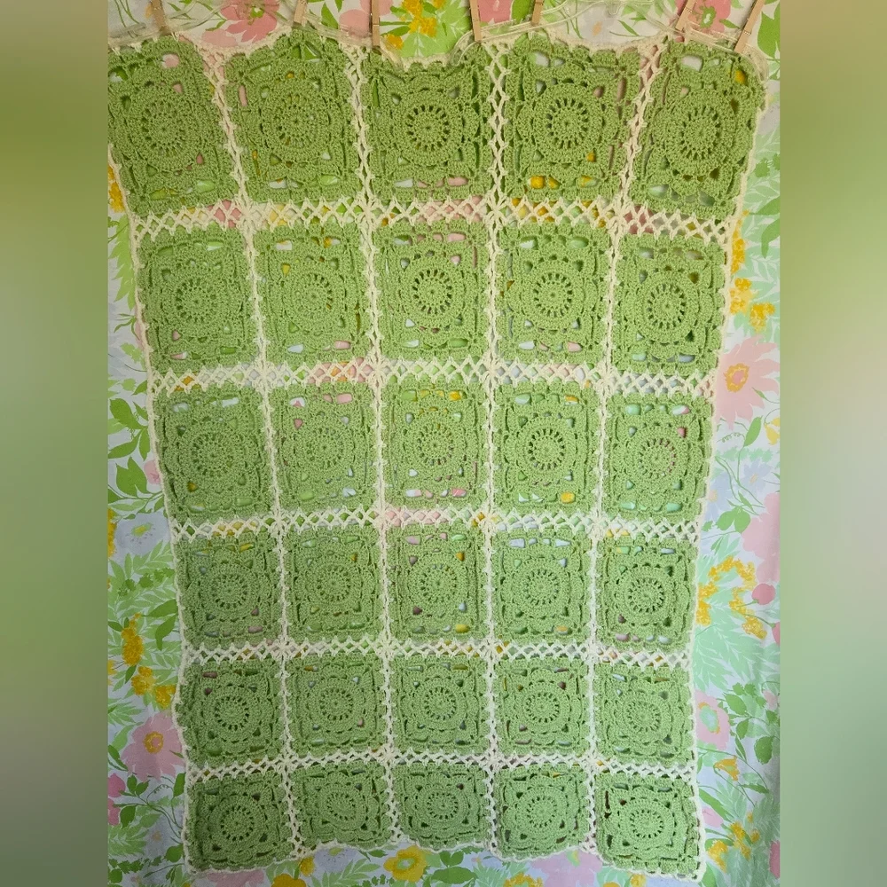Handmade Crochet Lacy Throw Blanket